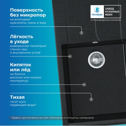 Мойка кухонная POLYGRAN GALS 862 (космос №316)